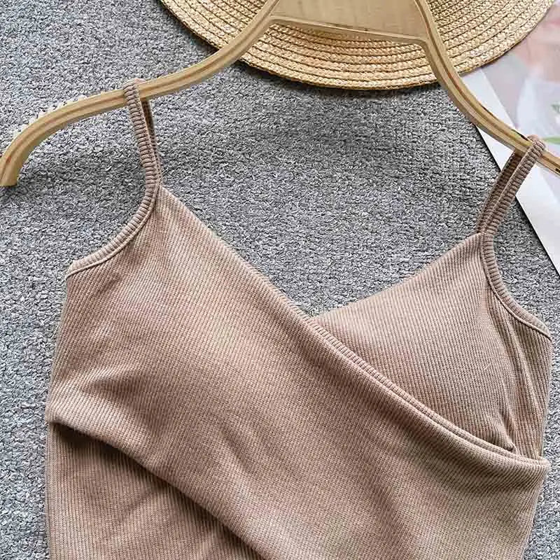  Irregular Casual Sport Camisole Women Strap Design Solid Fashion 2024 Y2K Elegant Ladies Chic Slim Tank Tops