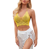 Brazilian Beach Wear Bathing Suit Women Casual Solid Color Beach Style Hollow Woven Bikini Swimsuit vestidos de baño mujer