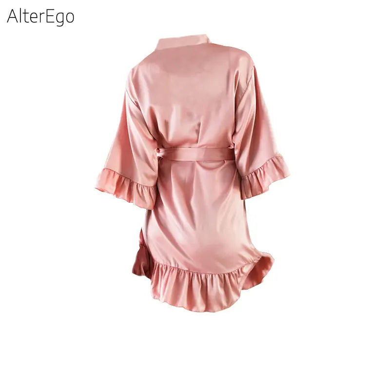 9 Colors Nightgown Soft Bathrobe Short Women's Lounge Bride Bridesmaid Morning Gown Solid Color Wedding Party Silky Robes Summer