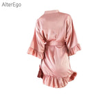 9 Colors Nightgown Soft Bathrobe Short Women's Lounge Bride Bridesmaid Morning Gown Solid Color Wedding Party Silky Robes Summer