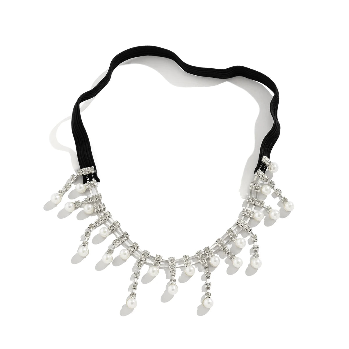 IngeSight.Z Sexy Full Rhinestones Imitation Pearl Tassel Leg Thigh Chain for Women Simple Adjustable Elastic Band Body Chain