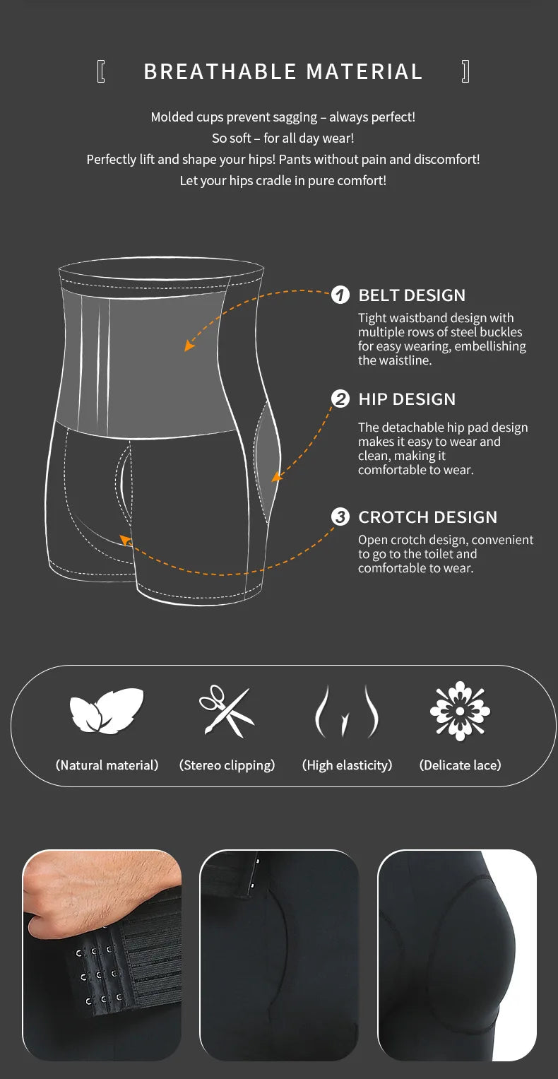 Shapewear Control Pants for Men Fitness Waist Trainer Corset Body Shaper Padded Panties Slimmer Thigh Breathable Slimmer Waist