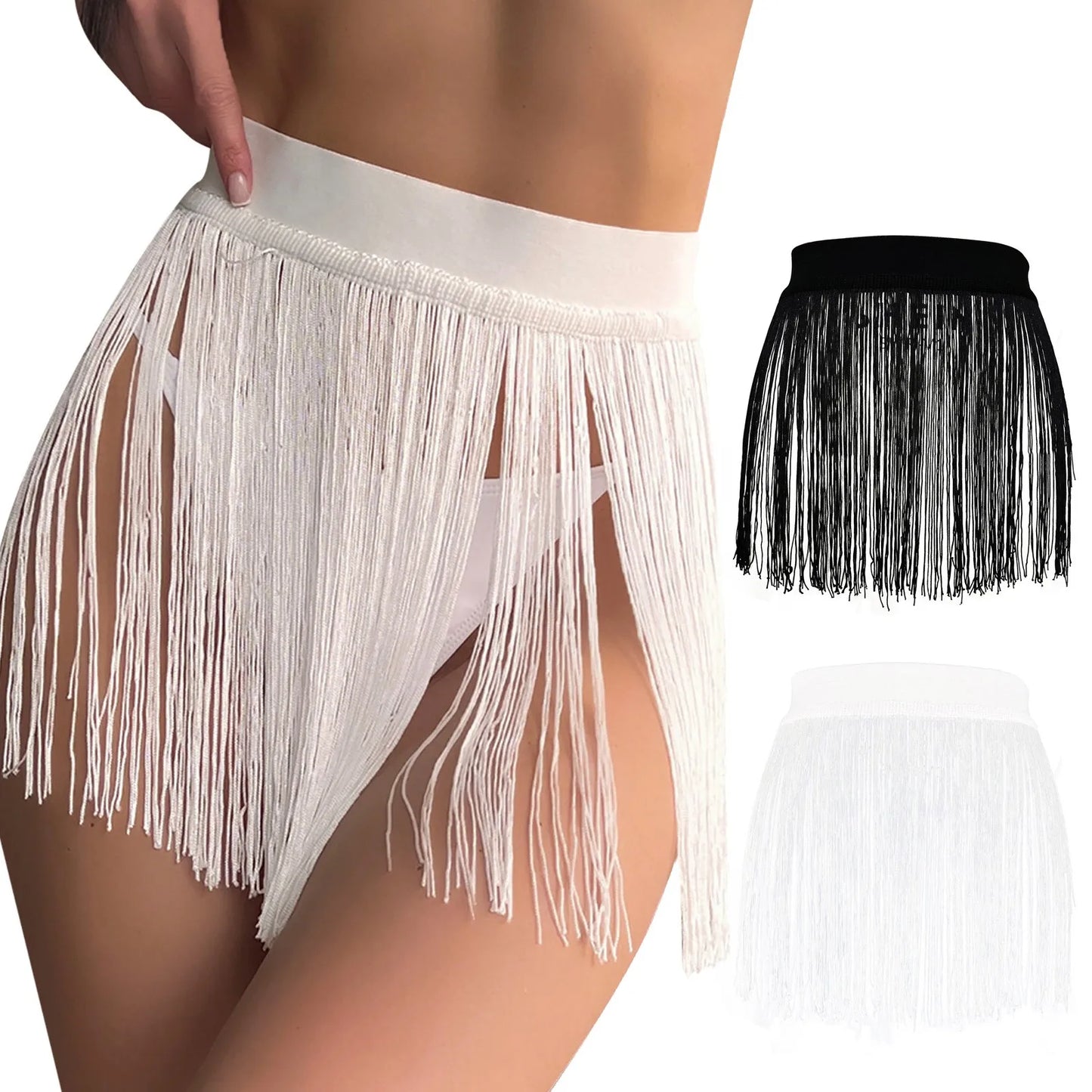 Women's Beach Tassel Skirt Solid Bikini Summer Vacation Swimsuit Solid Cover Up Skirt Swimsuit For Women Bathing Suit Beachwear