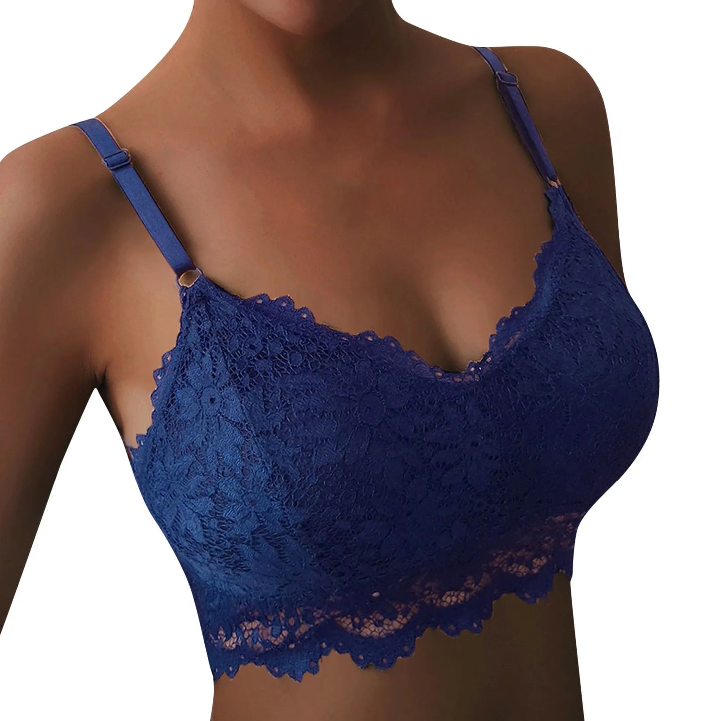 Women One Size Vest Lace Crop Brassiere Sexy V-Neck Chest Pad Bras Camisole Crop Top Solid Color Wireless Bra For Women Sutiã