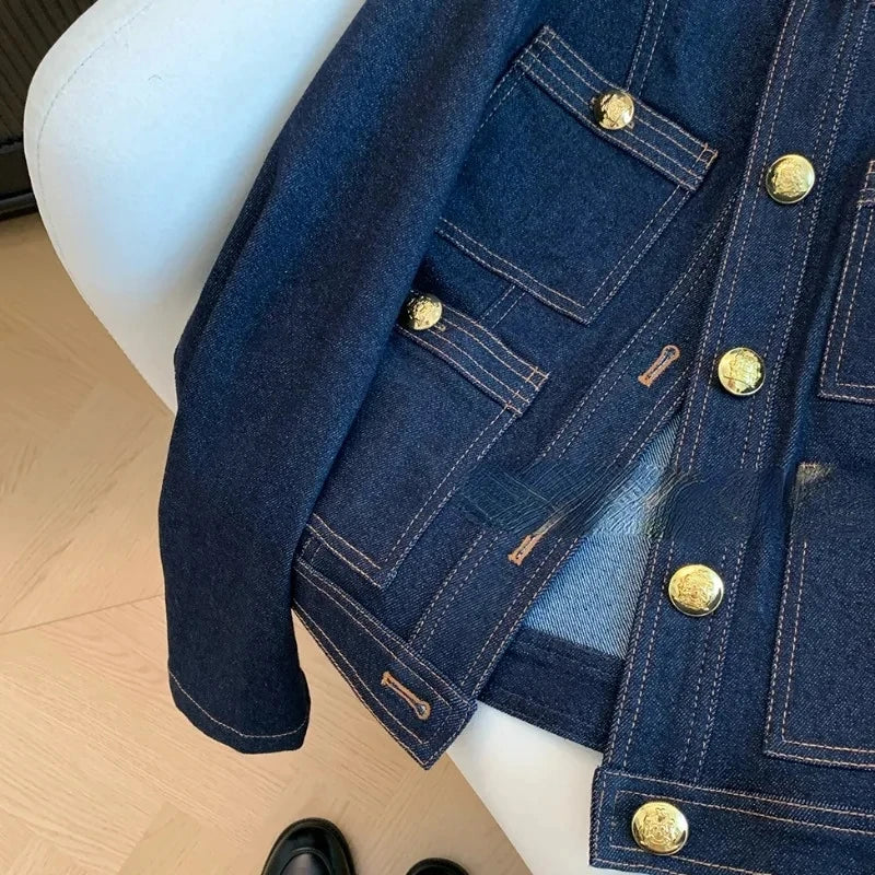 2024 Denim Jackets for Women Spring Buttons Vintage Chaquetas Korean Fashion Blue Chic Ropa De Mujer Jeans Bomber Outwear Top