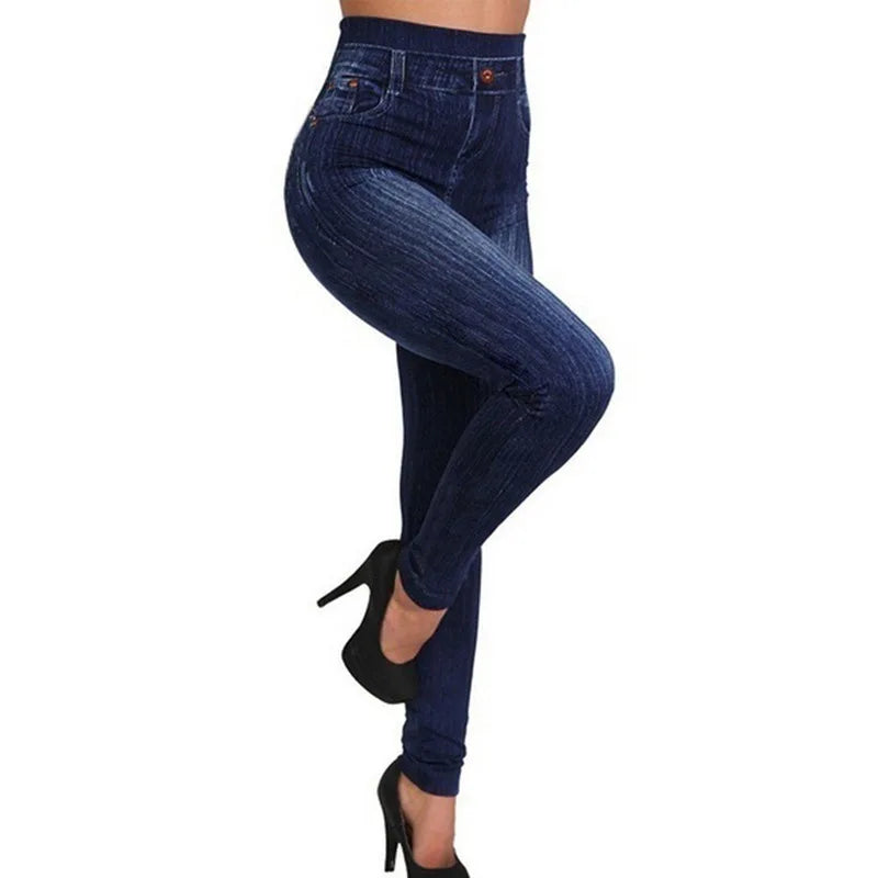 Women Denim Leggings Fashion Slim Leggings Faux Jeans Leggings Stretch Leggins Pants Summer Breeches Multiple Sizes
