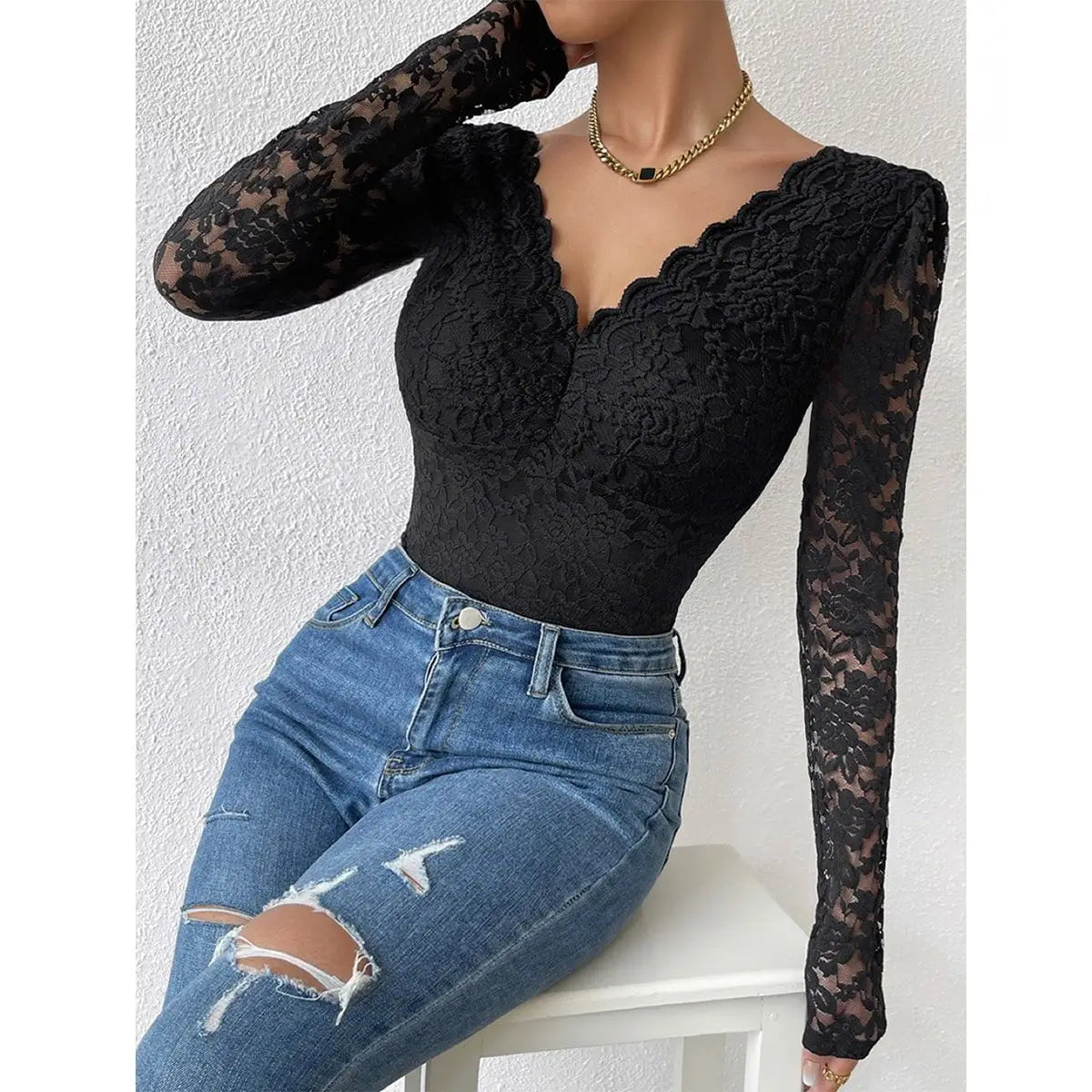 Womens Elegant Floral lace Shaping Bodysuit Sexy Scallop Trim V Neck Slimming Body Shaper Slim Night Club Party Leotards Tops