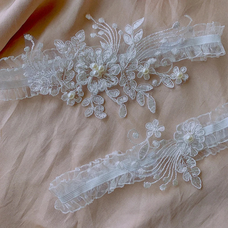 Sexy Fashion Lingerie Wedding Garter Belt Bride Cosplay Party Accessories Bowknot Flower Lace Elastic Leg Ring Bridal Leg Garter