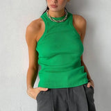Women Solid Round Sleeveless Camis Tank Top Women Vest Camisole Summer Basic Elastic Tank Top Women O Neck Solid Tank Top Y2k