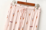 Women Soft Modal 2PCS Pajama Long Sleeve Printed Pijama Mujer Femme Loose Nightwear Suit Female Casual Homewear Pajama Set