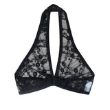 Lingerie For Ladies Lace Halter Neck Criss Cross Back Lace Bra Deep V Scalloped Strappy Bralette Lenceria Sexys Para Mujer Fina