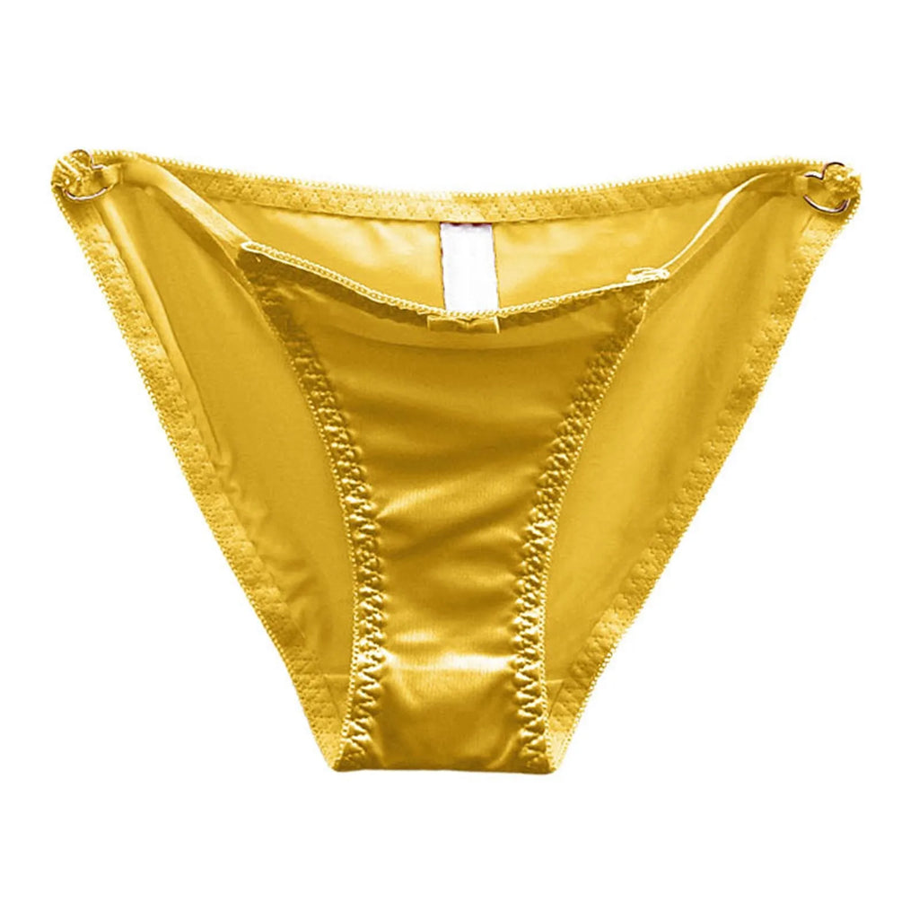 French Sweet Sexy Hollow Out Underwear For Women Low Waist Seamless Panties Satin Pure Color Ladies plus Size Underwear Briefs
