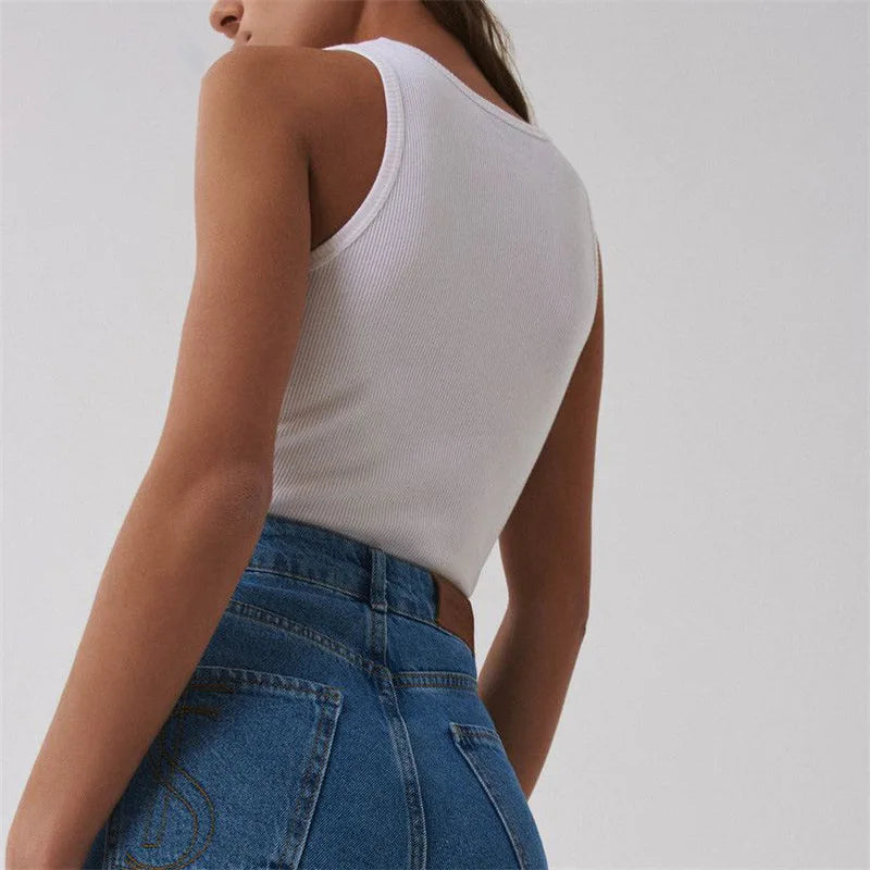 Women Solid Round Sleeveless Camis Tank Top Women Vest Camisole Summer Basic Elastic Tank Top Women O Neck Solid Tank Top Y2k