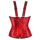 Corset Top Plus Size Sexy Lingerie Women Bustier Strap Embroidery Flower Overbust Corselet Vintage Fairy Burlesque Red Black