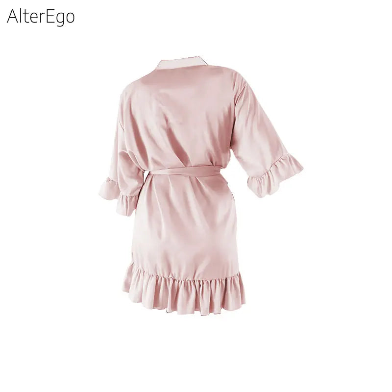 9 Colors Nightgown Soft Bathrobe Short Women's Lounge Bride Bridesmaid Morning Gown Solid Color Wedding Party Silky Robes Summer