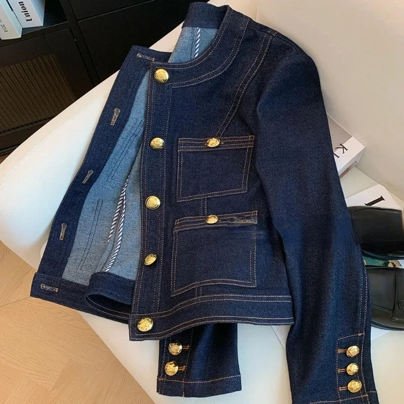 2024 Denim Jackets for Women Spring Buttons Vintage Chaquetas Korean Fashion Blue Chic Ropa De Mujer Jeans Bomber Outwear Top
