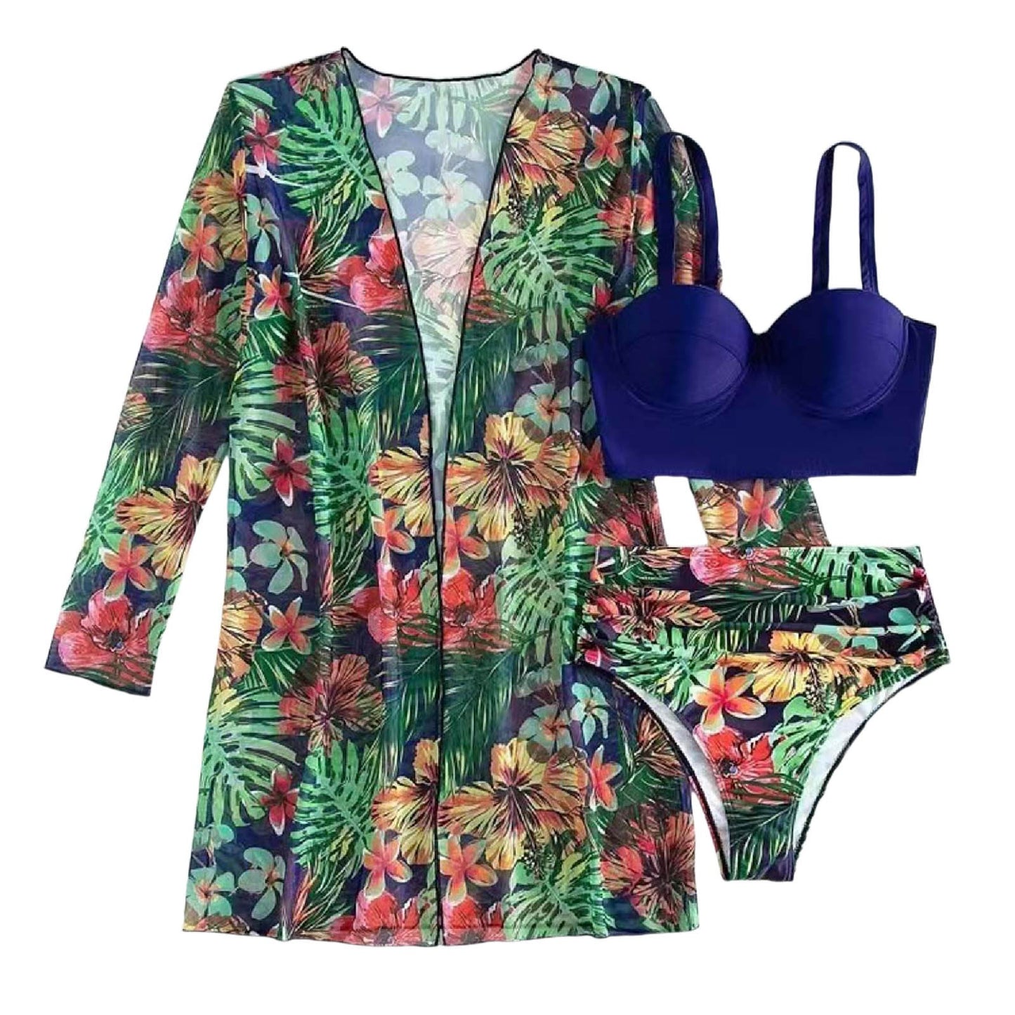 Bohemian Vacation Bathing Suits New Cover Up Three Piece Hard Packed Women'S Bikini Split Swimsuit For Ladies Ropa Interior