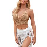 Brazilian Beach Wear Bathing Suit Women Casual Solid Color Beach Style Hollow Woven Bikini Swimsuit vestidos de baño mujer