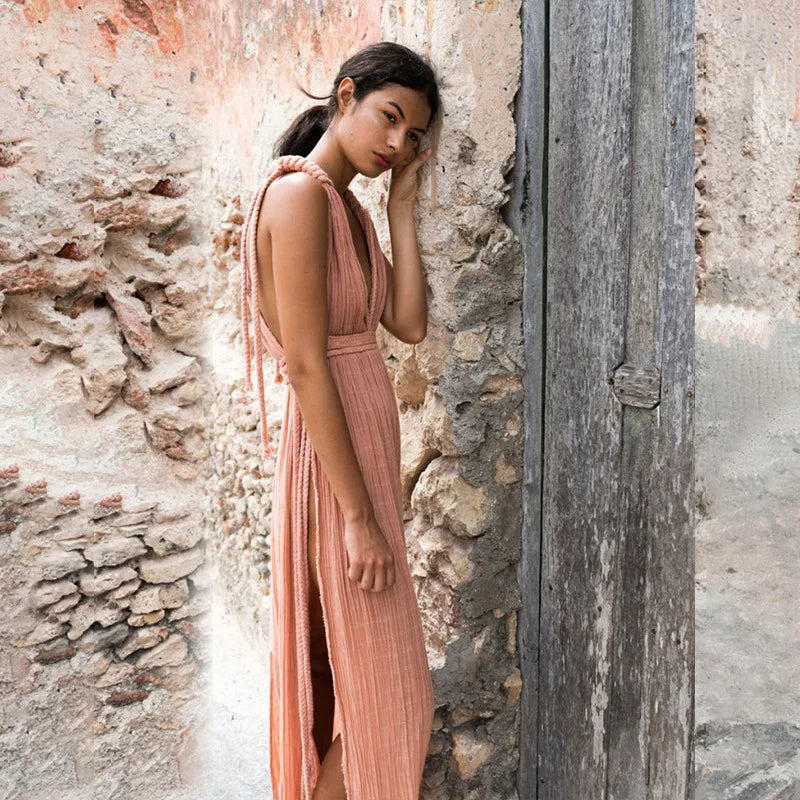 2024 Spring New Women's Strap Off The Shoulder Sexy Hanging Neck Loose Vacation Beach Skirt For Women