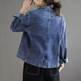 2024 Jeans Blazer Coat Women Spring Autumn New Retro Denim Jacket Female Loose Casual Coats Ladies Denim Tops