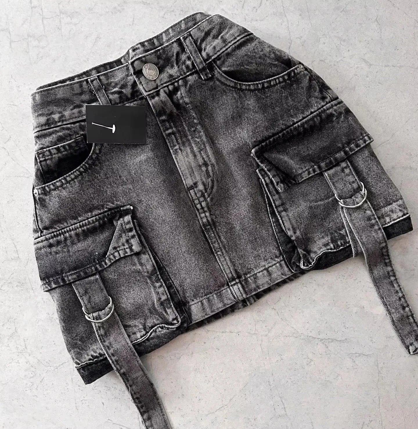 Harajuku Retro Y2K Skirt Goth Raw Edge Denim Skirt Light Blue Low Waist Mini Skirt  Autumn Winter Sexy Slim Skirts Streetwear
