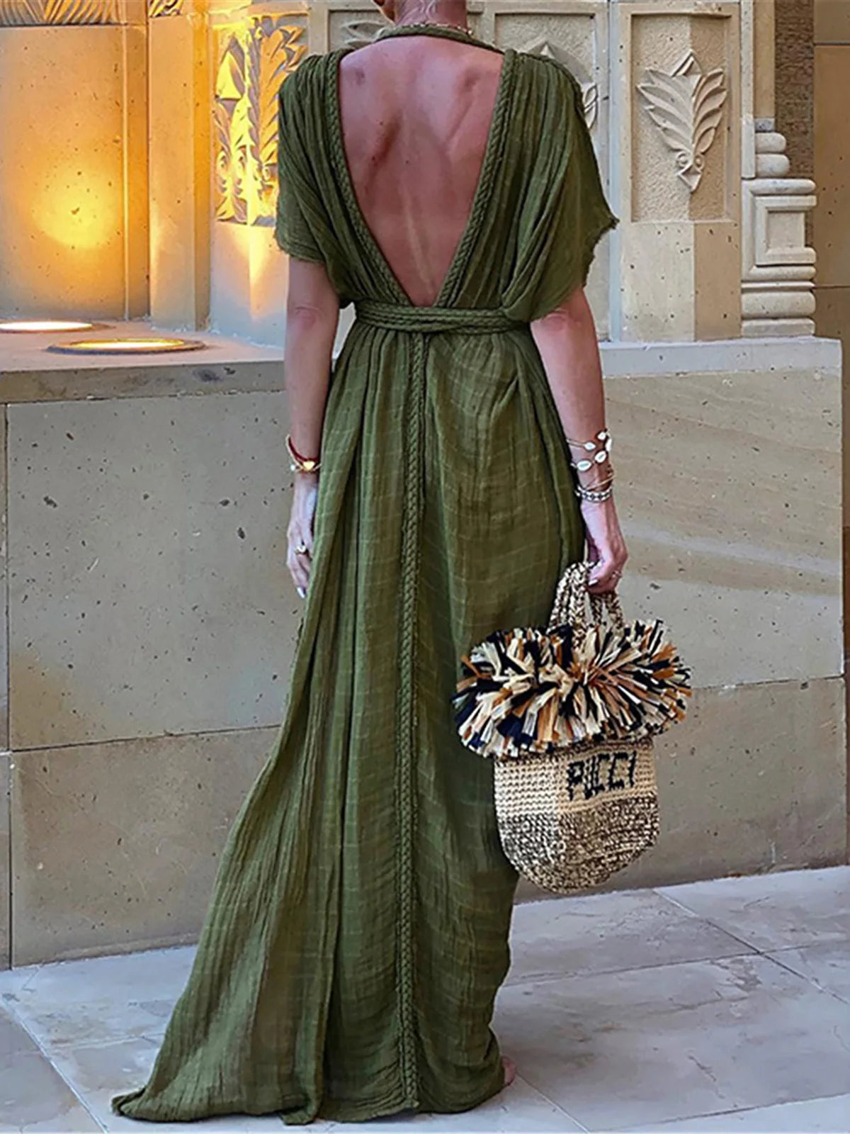 Deep V Neck Short Sleeve High Split Crochet Knitted Tunic Beach Cover Up Cover-ups Beach Dress Beach Wear Beachwear Female K5646