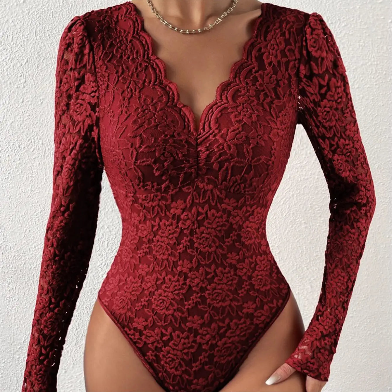 Womens Elegant Floral lace Shaping Bodysuit Sexy Scallop Trim V Neck Slimming Body Shaper Slim Night Club Party Leotards Tops