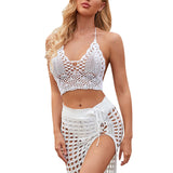 Brazilian Beach Wear Bathing Suit Women Casual Solid Color Beach Style Hollow Woven Bikini Swimsuit vestidos de baño mujer