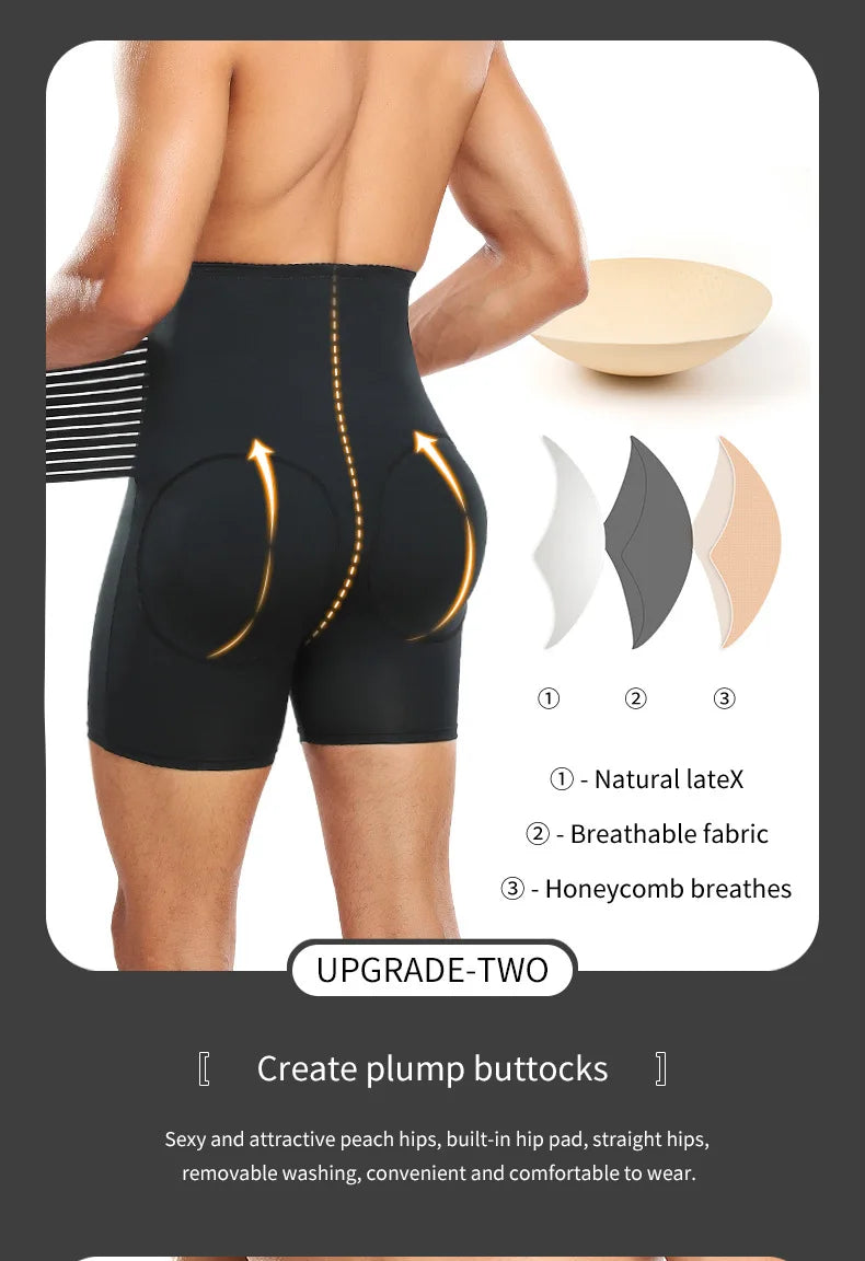 Shapewear Control Pants for Men Fitness Waist Trainer Corset Body Shaper Padded Panties Slimmer Thigh Breathable Slimmer Waist