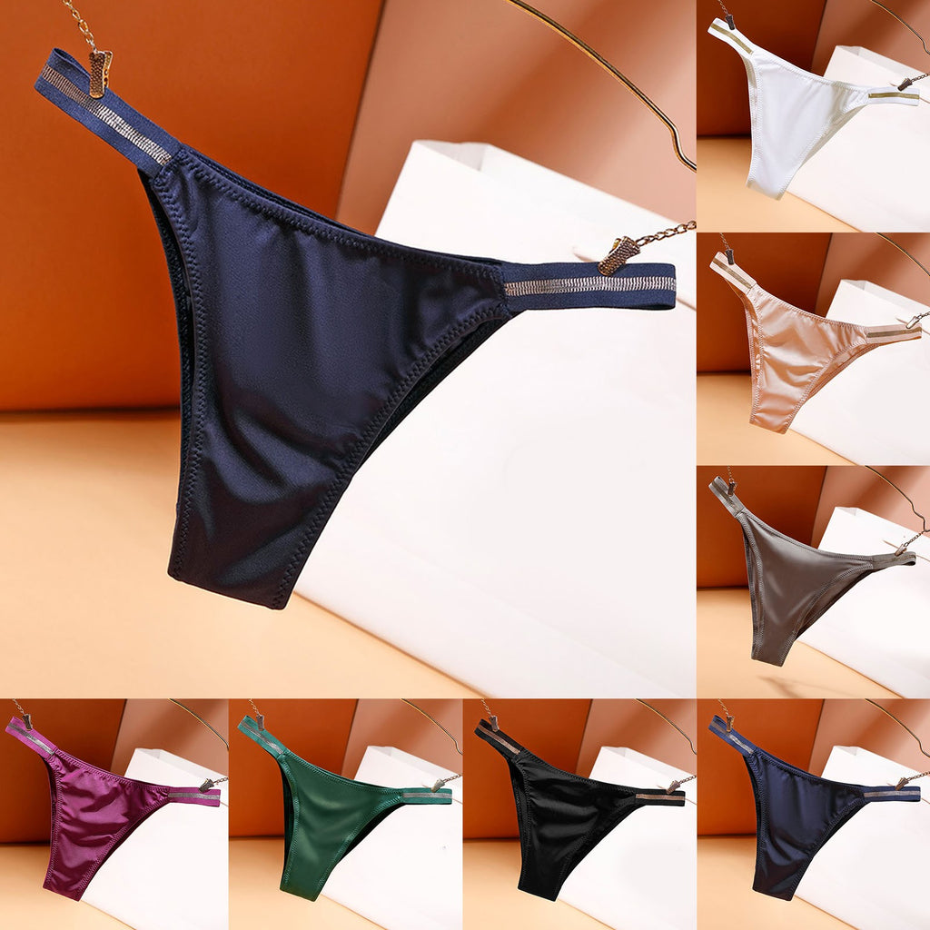 Sexy Lingerie For Women Seamless Panties Mid Waist Ice Silk Hip Lifting Briefs Without Feeling Cotton Crotch Panties Ropa Mujer