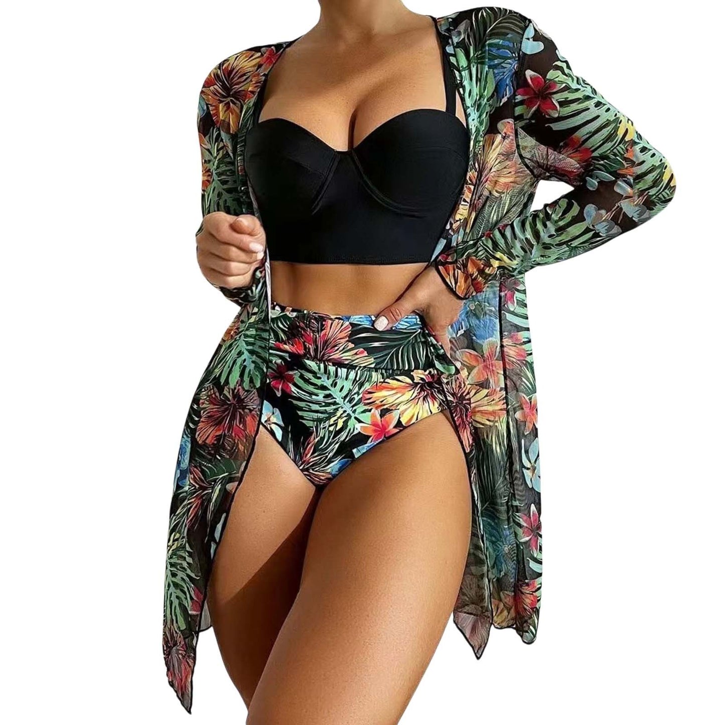 Bohemian Vacation Bathing Suits New Cover Up Three Piece Hard Packed Women'S Bikini Split Swimsuit For Ladies Ropa Interior